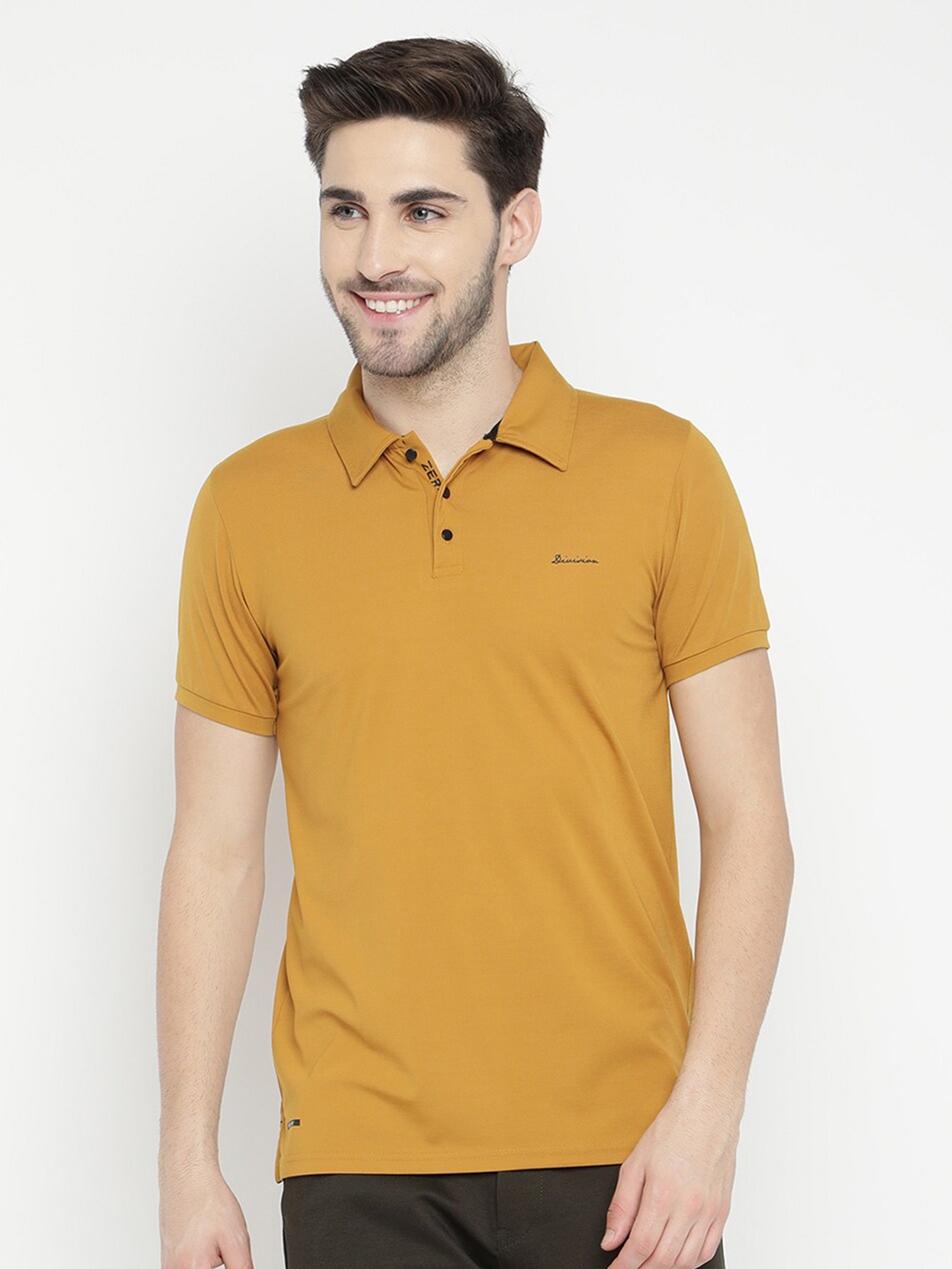 

V2 Value & Variety Men Mustard Yellow Polo Collar T-shirt