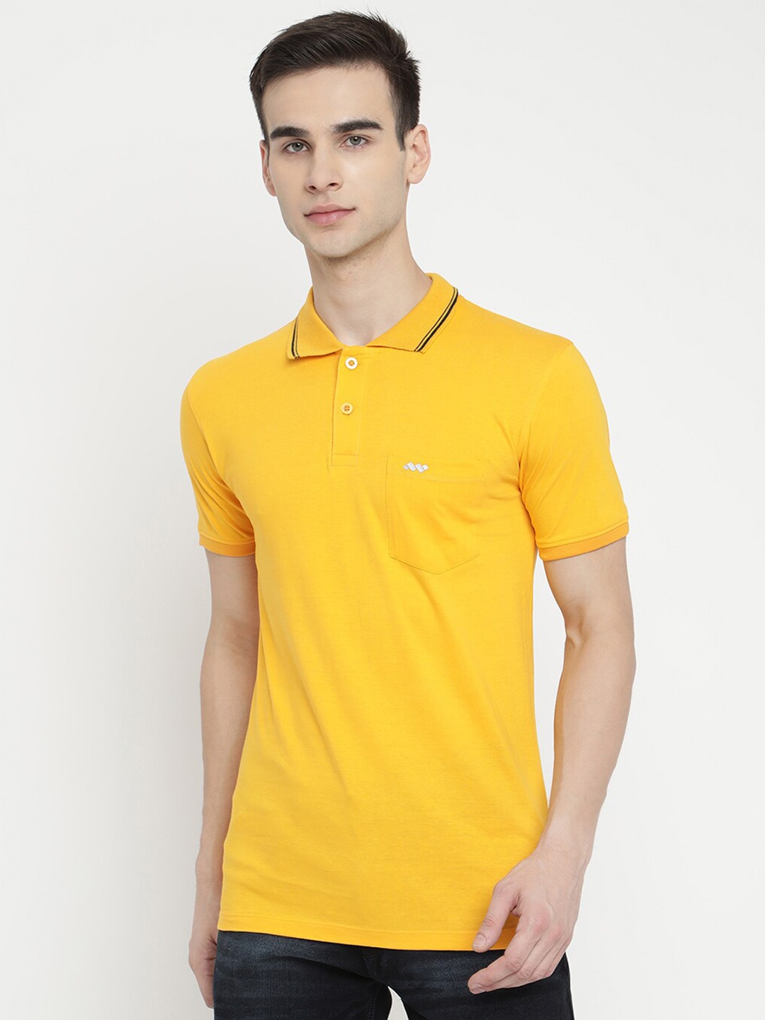 

V2 Value & Variety Men Yellow Solid Polo Collar Pockets T-shirt