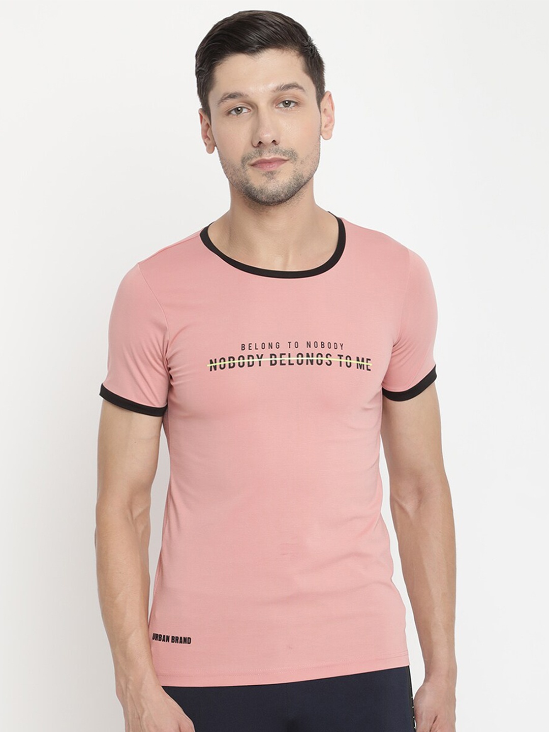 

V2 Value & Variety Men Peach-Coloured Typography Printed Regular Fit T-shirt
