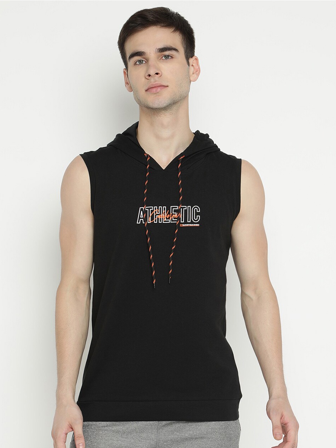 

V2 Value & Variety Men Black Typography Printed Hooded T-shirt