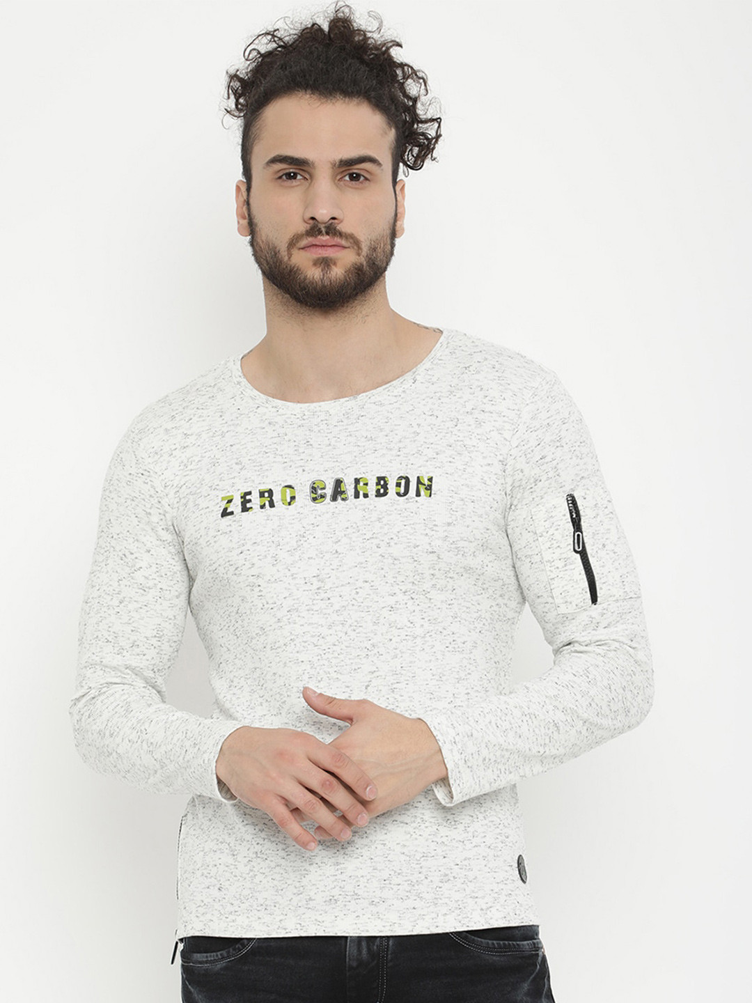 

V2 Value & Variety Men Beige & Black Typography Cotton T-shirt