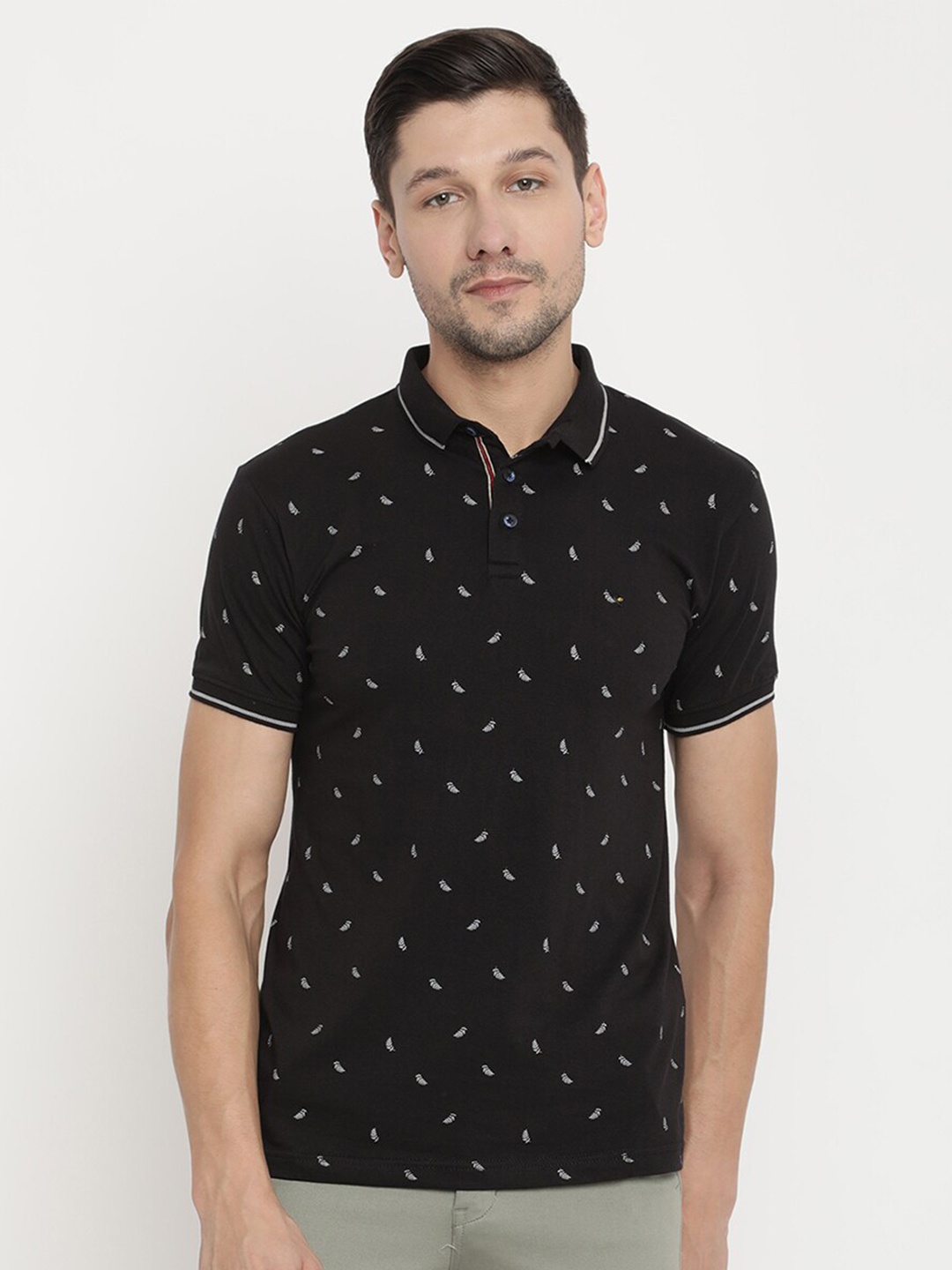 

V2 Value & Variety Men Black Printed Polo Collar T-shirt