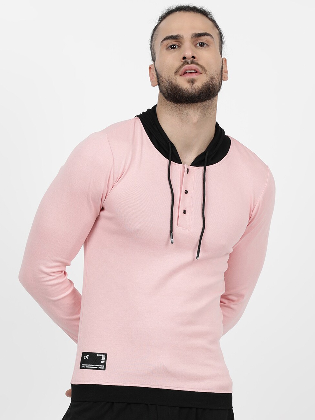 

V2 Value & Variety Men Peach-Coloured Hooded T-shirt