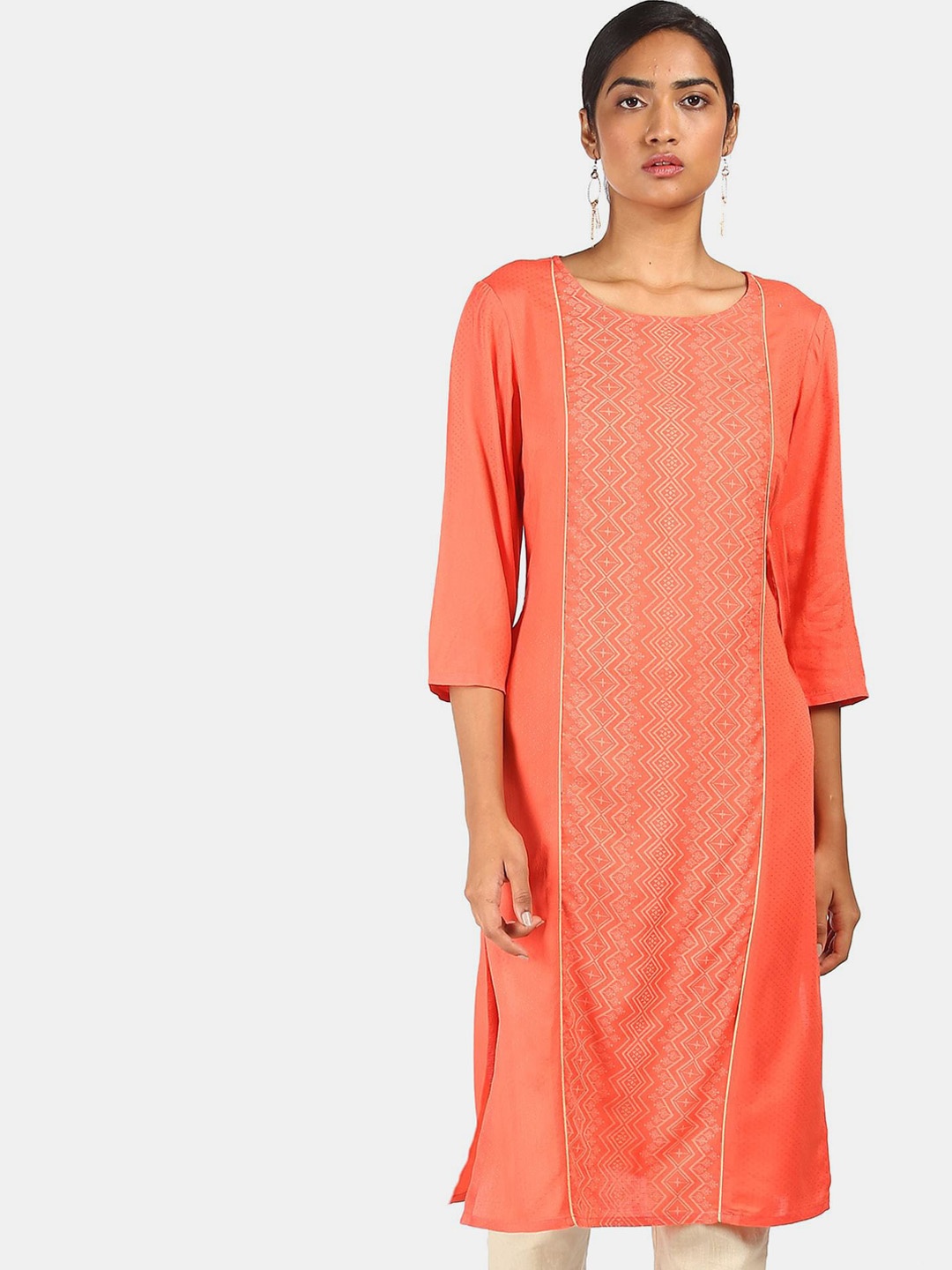 

Karigari Women Orange Ethnic Motifs Printed Kurta