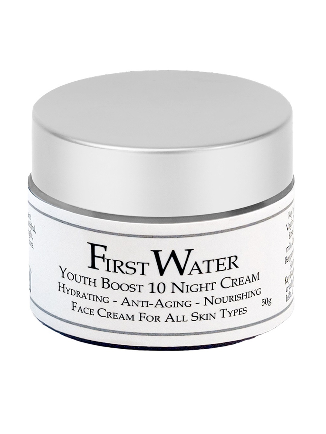

FIRST WATER Youth Boost 10 Night Cream for All Skin Types - Vegan - 50 g, Off white