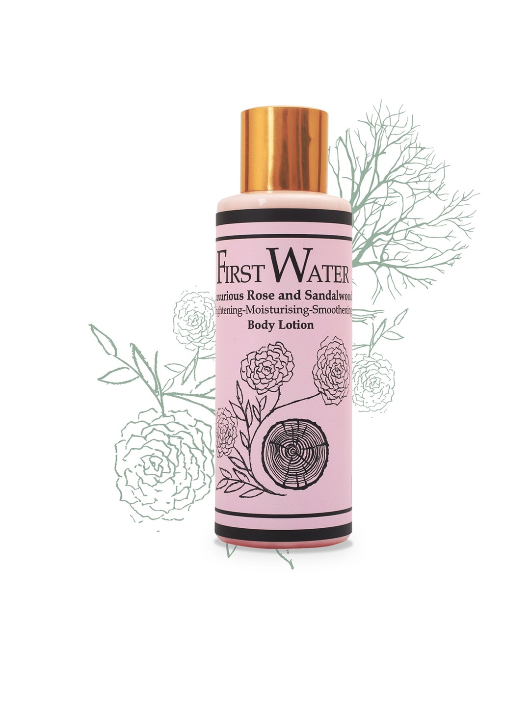 

FIRST WATER Luxurious Rose & Sandalwood Body Lotion - Vegan - 120 ml, Pink