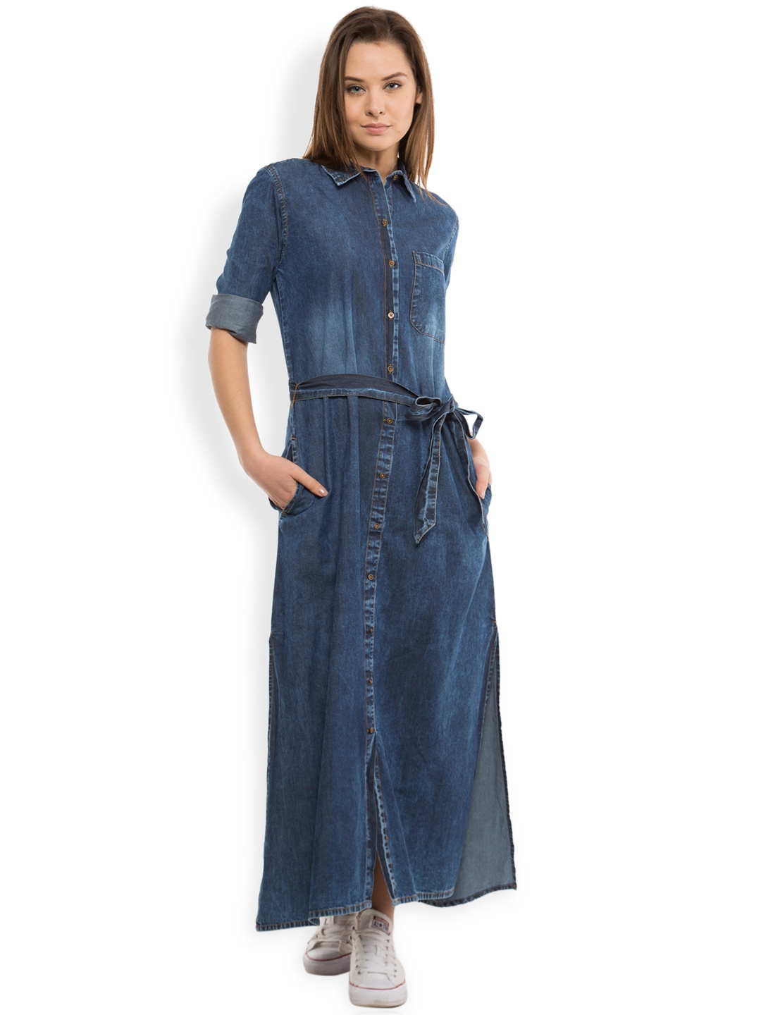 

Tokyo Talkies Women Blue Denim Shirt Dress