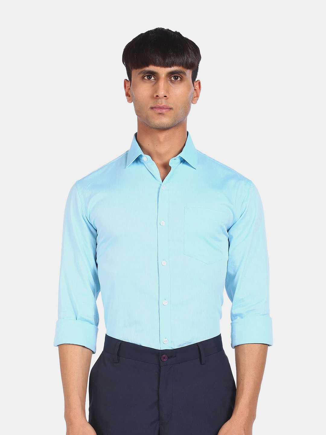 

Excalibur Men Turquoise Blue Pure Cotton Casual Shirt
