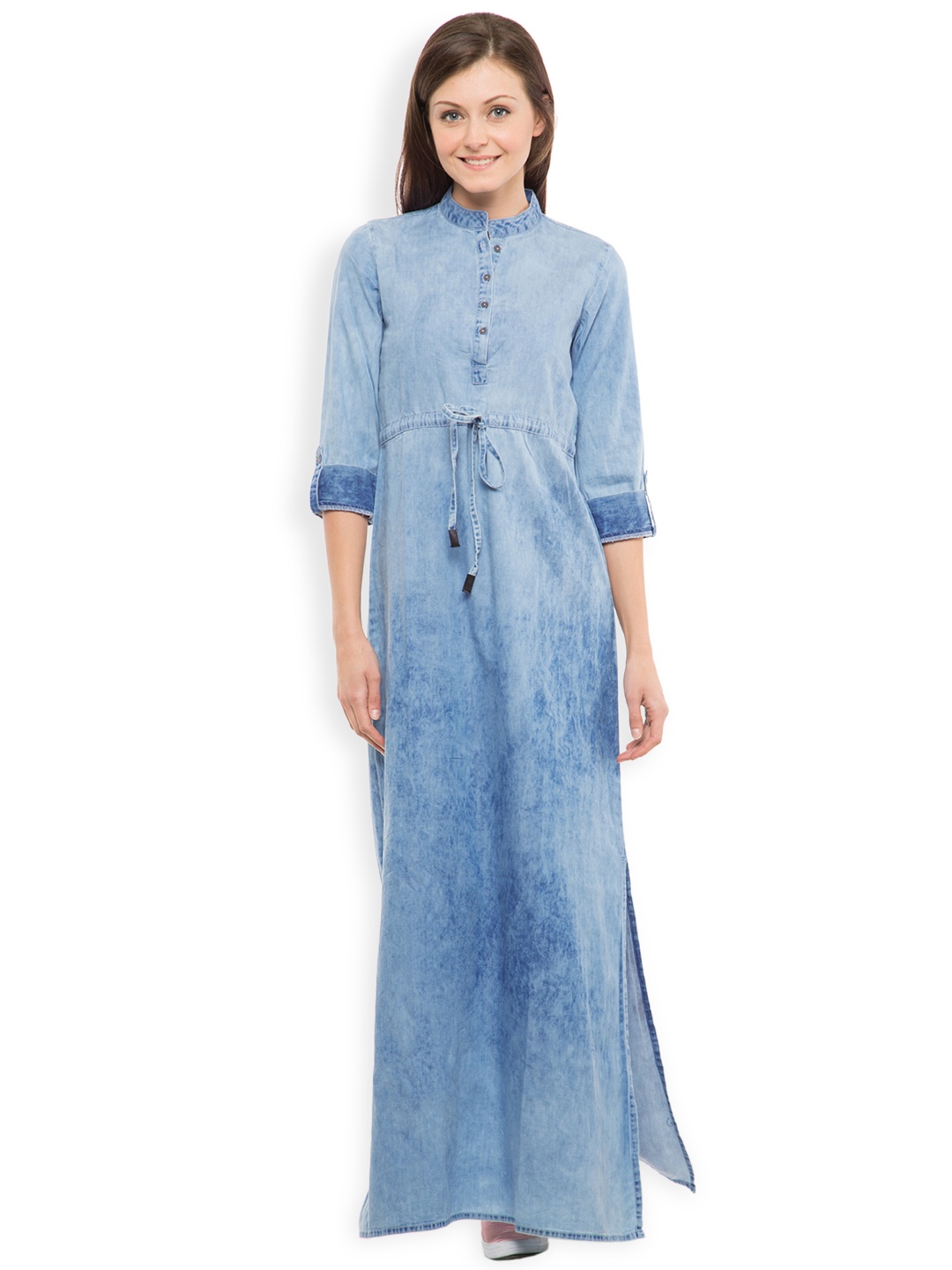 

Tokyo Talkies Women Blue Denim Maxi Dress