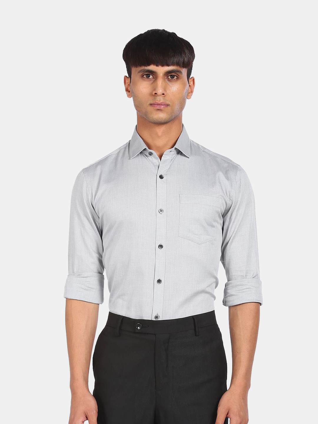 

Excalibur Men Grey Pure Cotton Casual Shirt