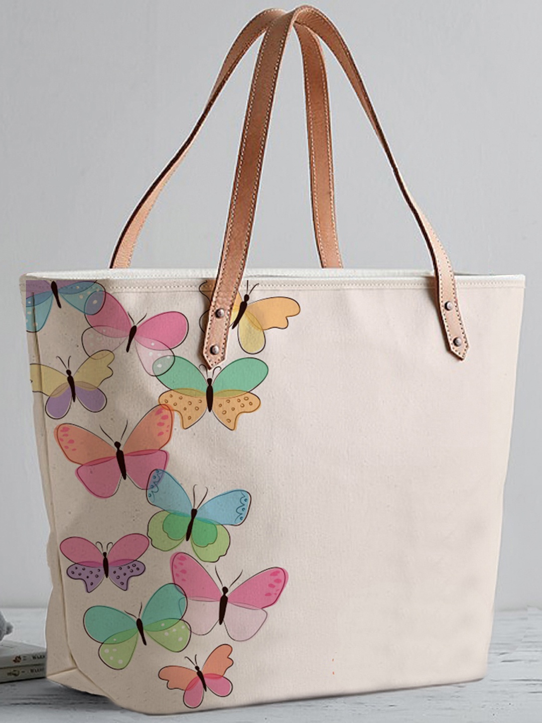 STYBUZZ Pink Butterfly Printed Shopper Tote Bag