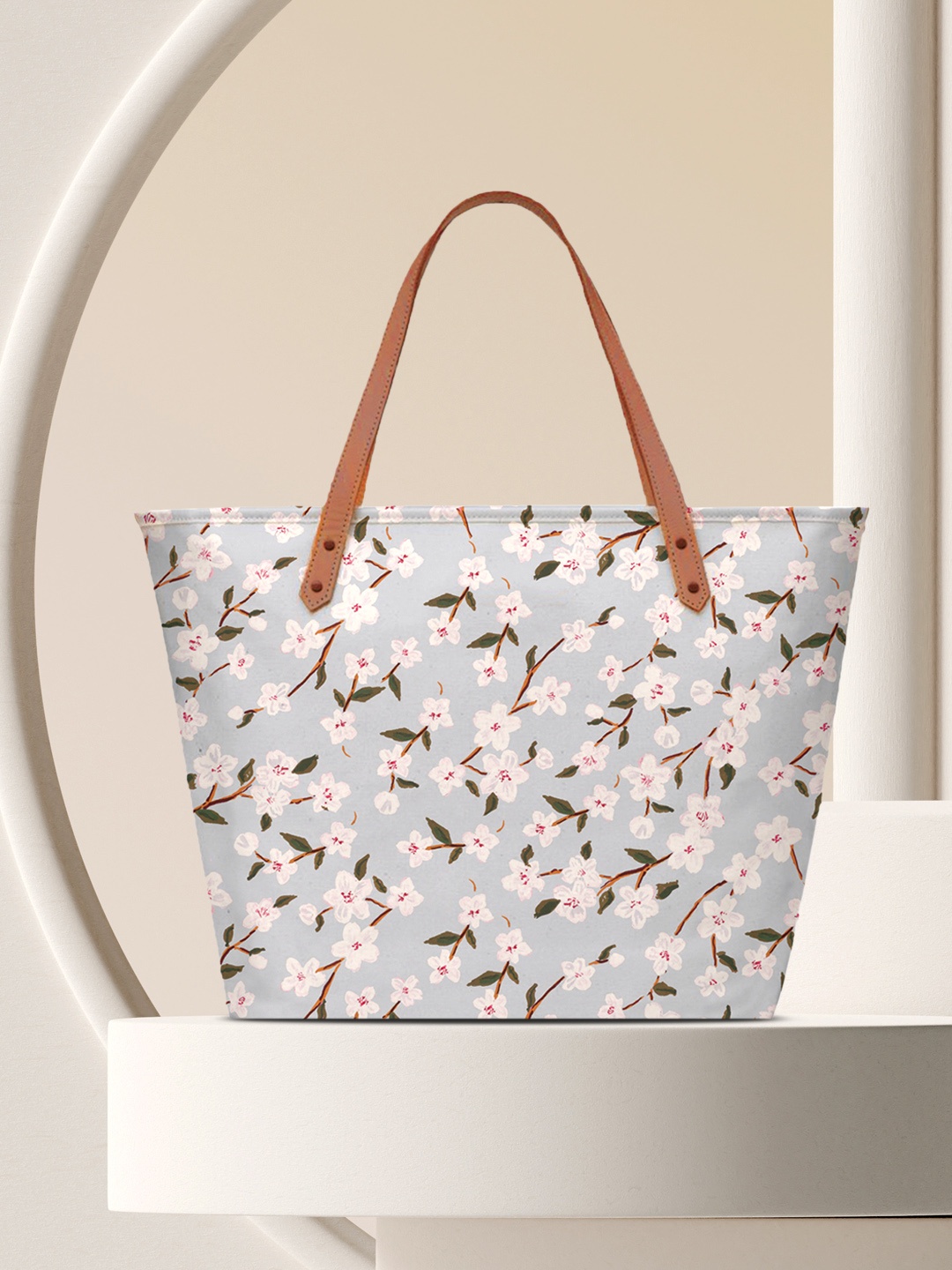 

STYBUZZ Blue Floral Printed Shopper Tote Bag
