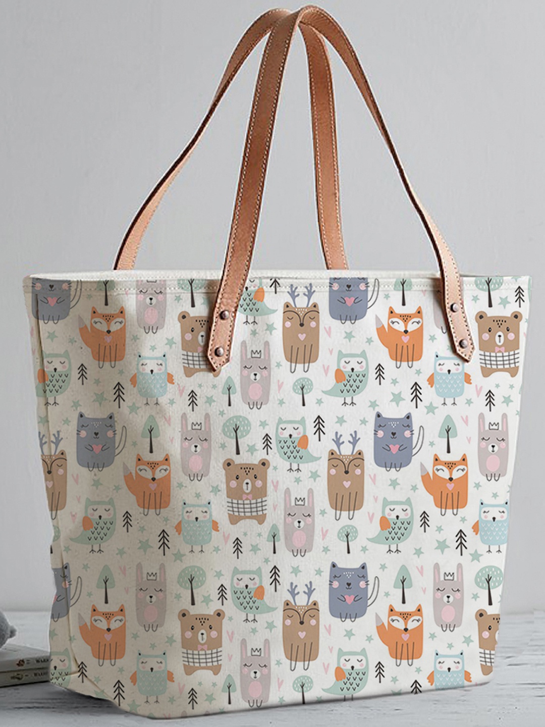 

STYBUZZ White Printed Shopper Tote Bag