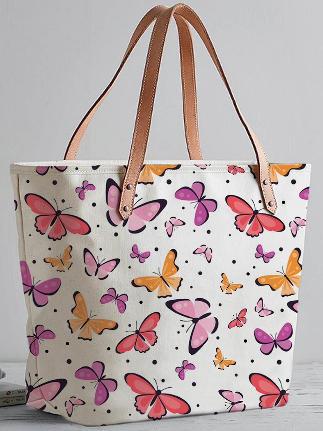 STYBUZZ White Printed Oversized Shopper Tote Bag