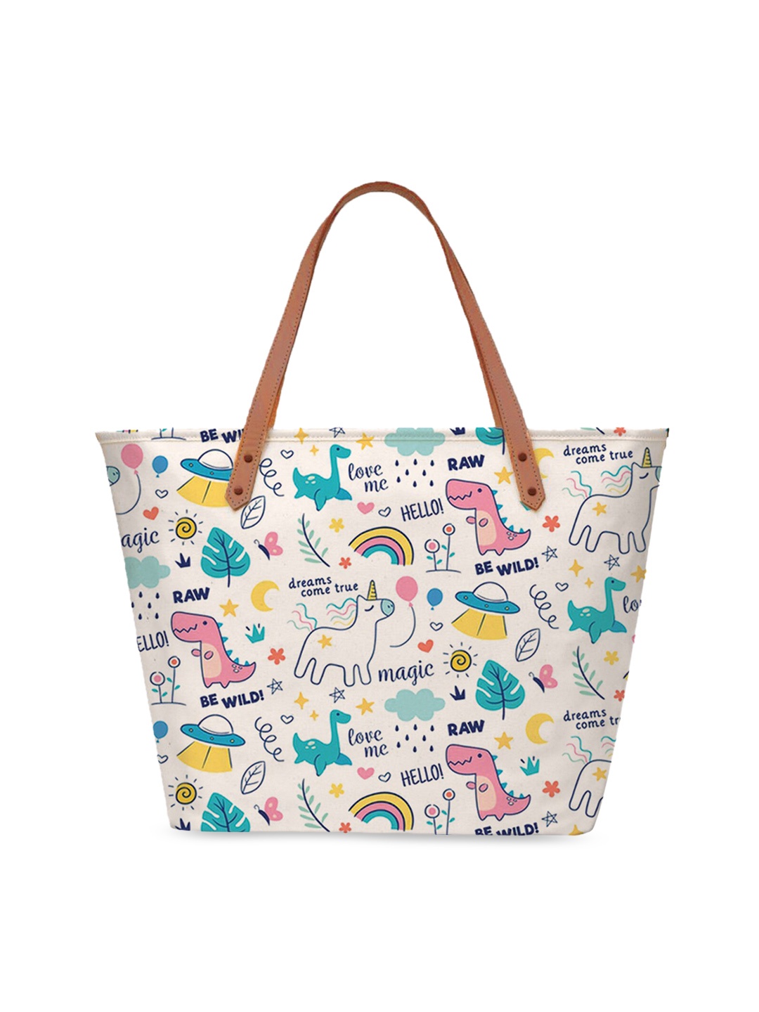 STYBUZZ Women White Printed Oversized Shopper Tote Bag