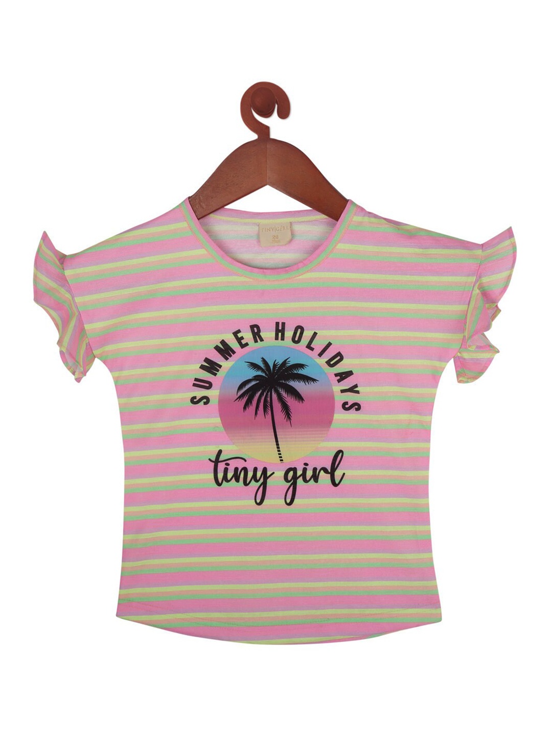 

Tiny Girl Girls Pink & Black Tropical Print Tropical Top