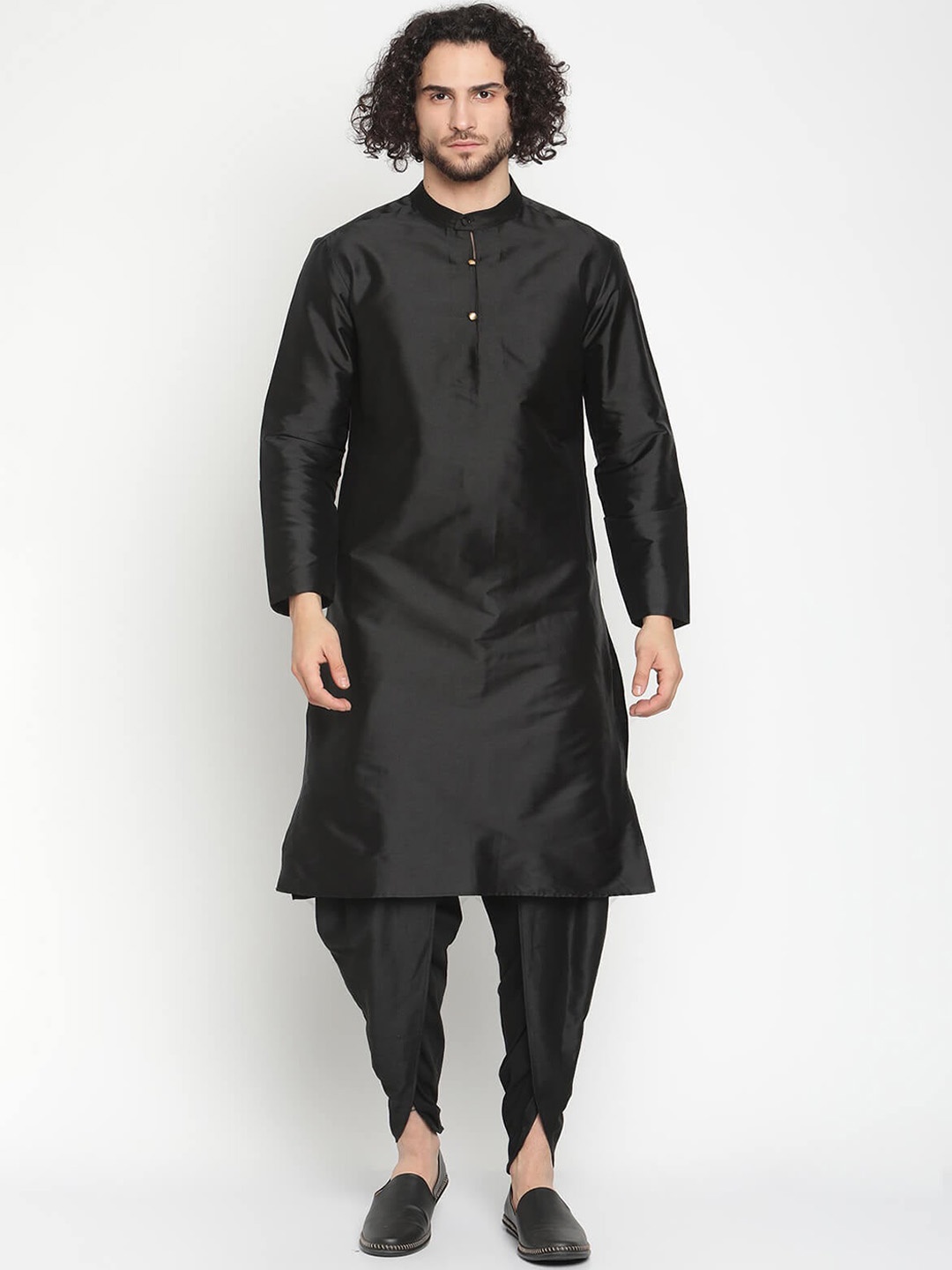 

Abhishti Extended Collar Banarasi Kurta, Black