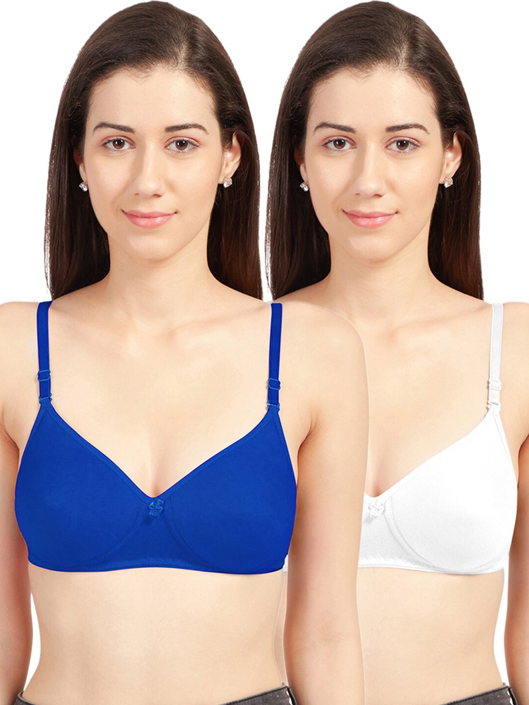 

Sonari Pack of 2 Blue & White Solid Lightly Padded T Shirt Bra