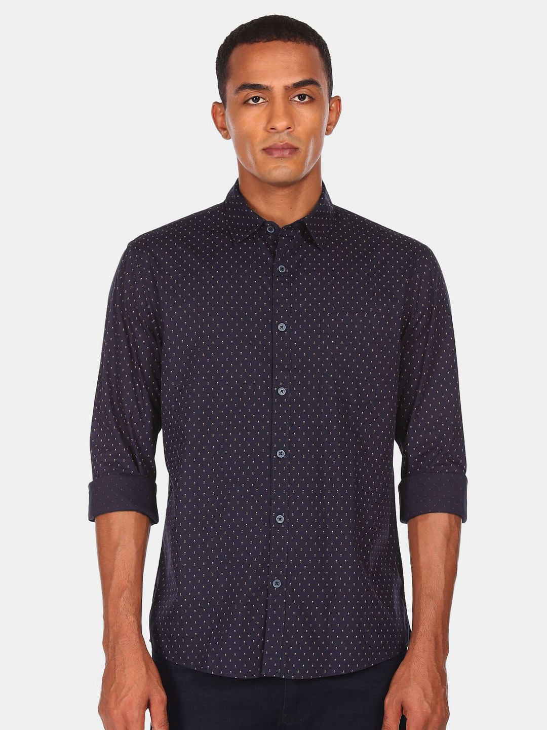 

Ruggers Men Navy Blue Printed Casual Shirt