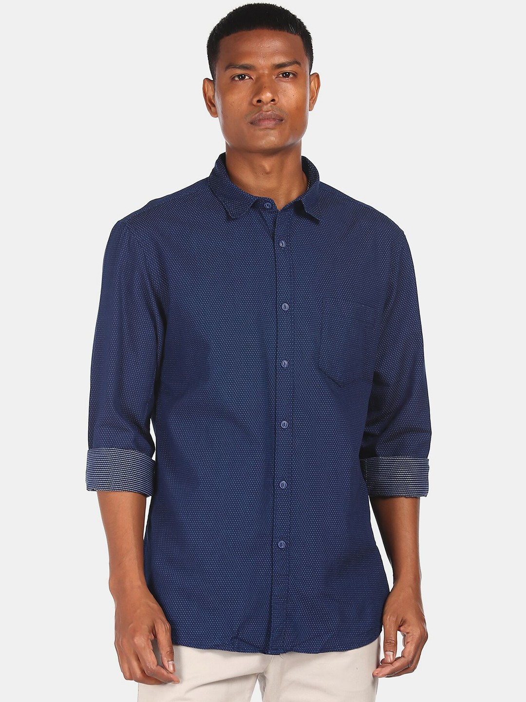 

Ruggers Men Navy Blue Casual Shirt