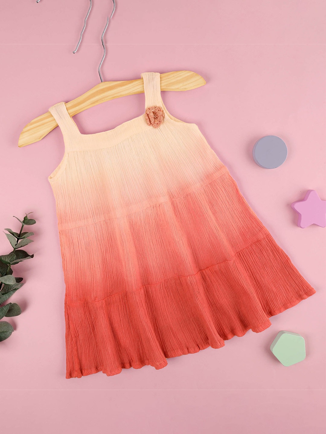 

KICKS & CRAWL Girls Pink Tie & Dye Ombre A-Line Dress
