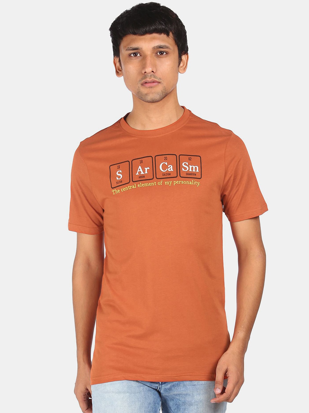 

Colt Men Orange Typography Printed Pockets T-shirt