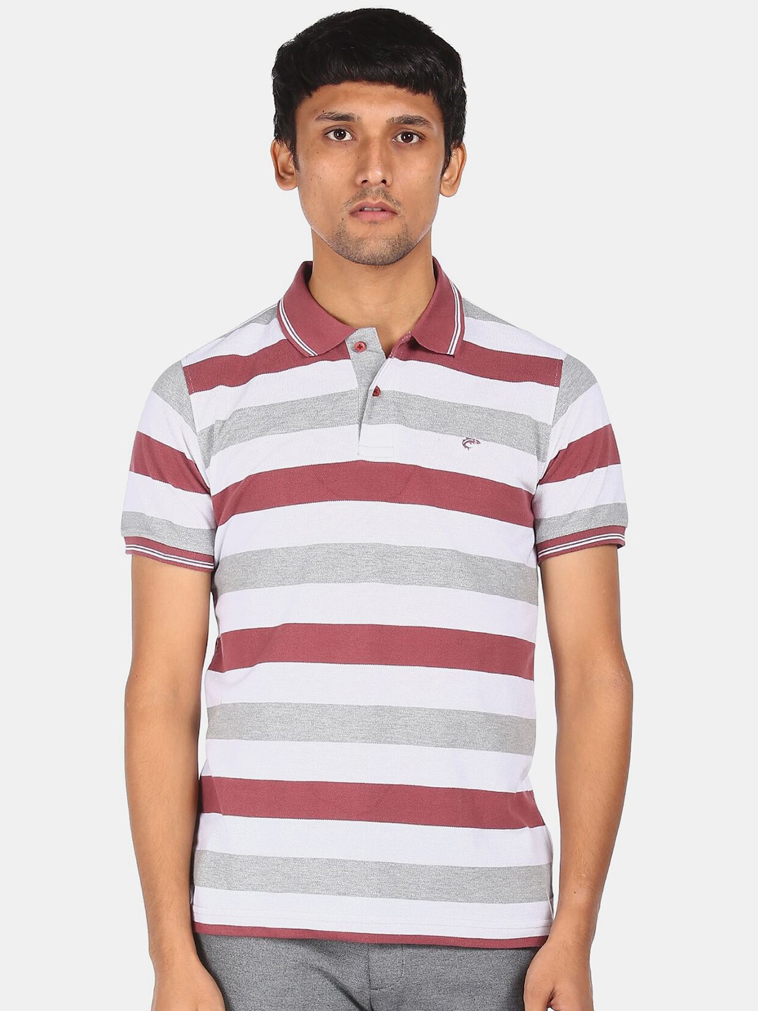 

Ruggers Men Multicoloured Striped Polo Collar T-shirt, Multi