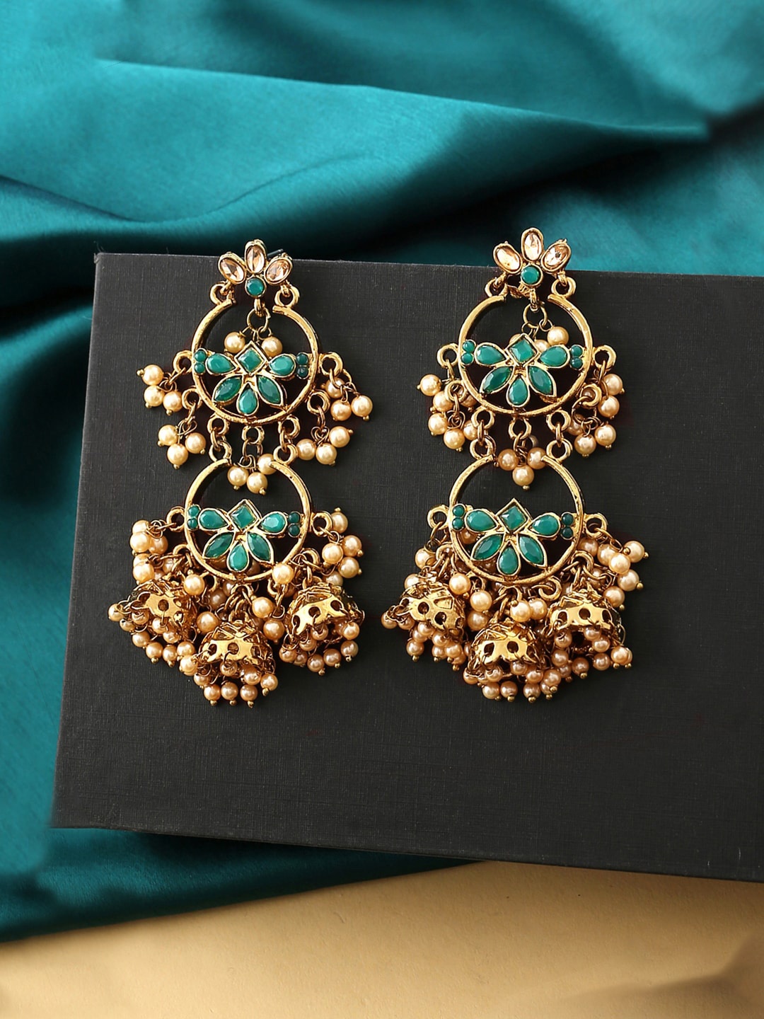 

Yellow Chimes Gold-Toned Classic Gold Plated Chandbalis Earrings