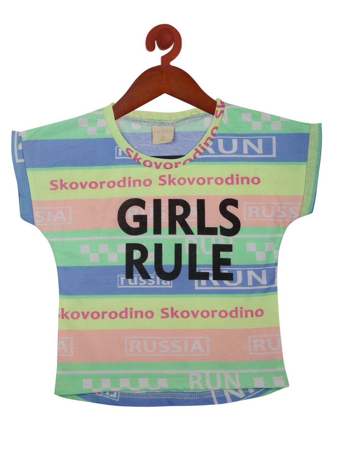 

Tiny Girl Girls Yellow & Blue Print Extended Sleeves Top