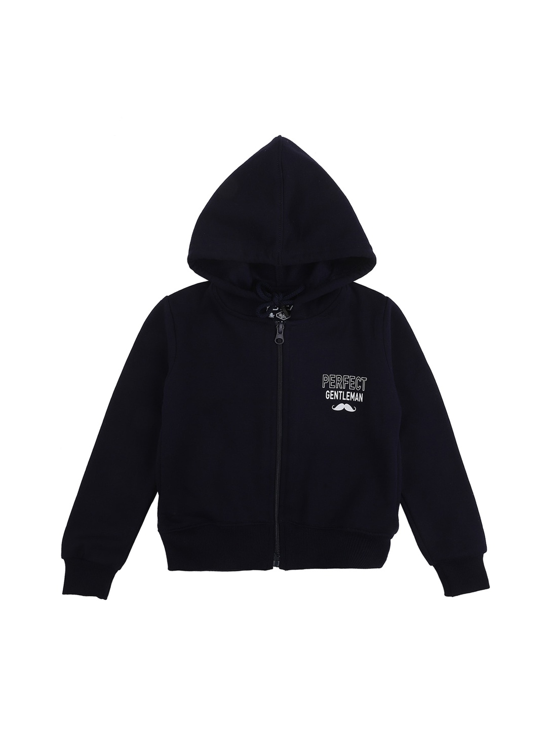 

DYCA Boys Navy Blue Fleece Lightweight Crop Open Front Jacket with Embroidered