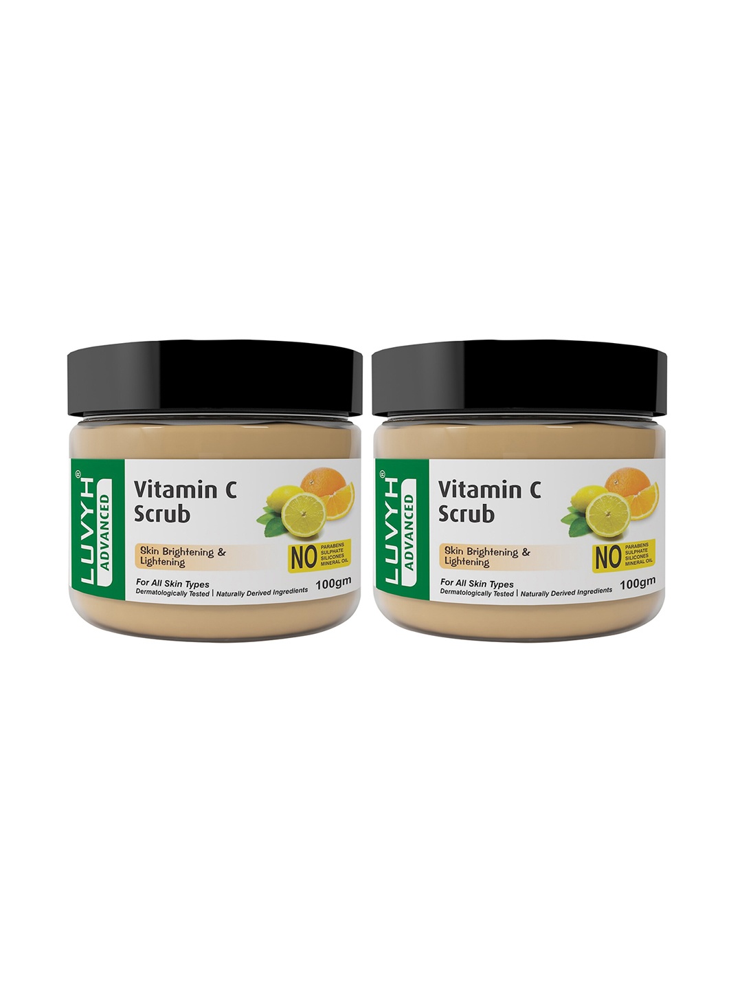 

LUVYH Advanced Set of 2 Skin Brightening & Lightening Vitamin C Scrub 100 g each, Transparent