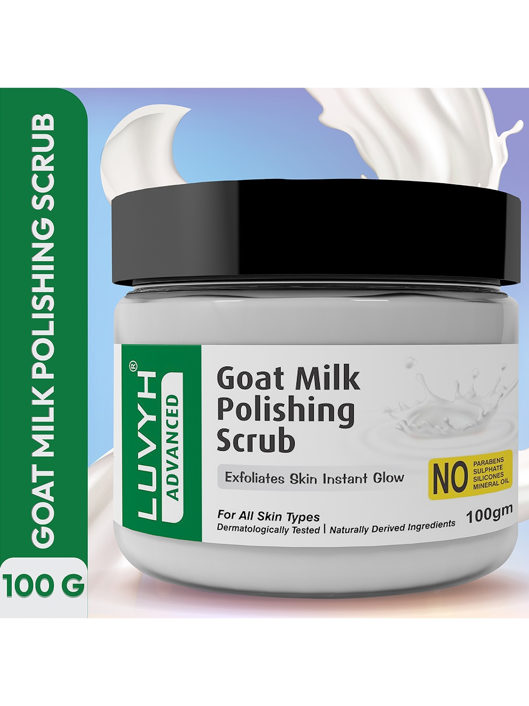 

LUVYH Advanced Skin Exfoliating & Instant Glow Goat Milk Polishing Scrub 100 g, White