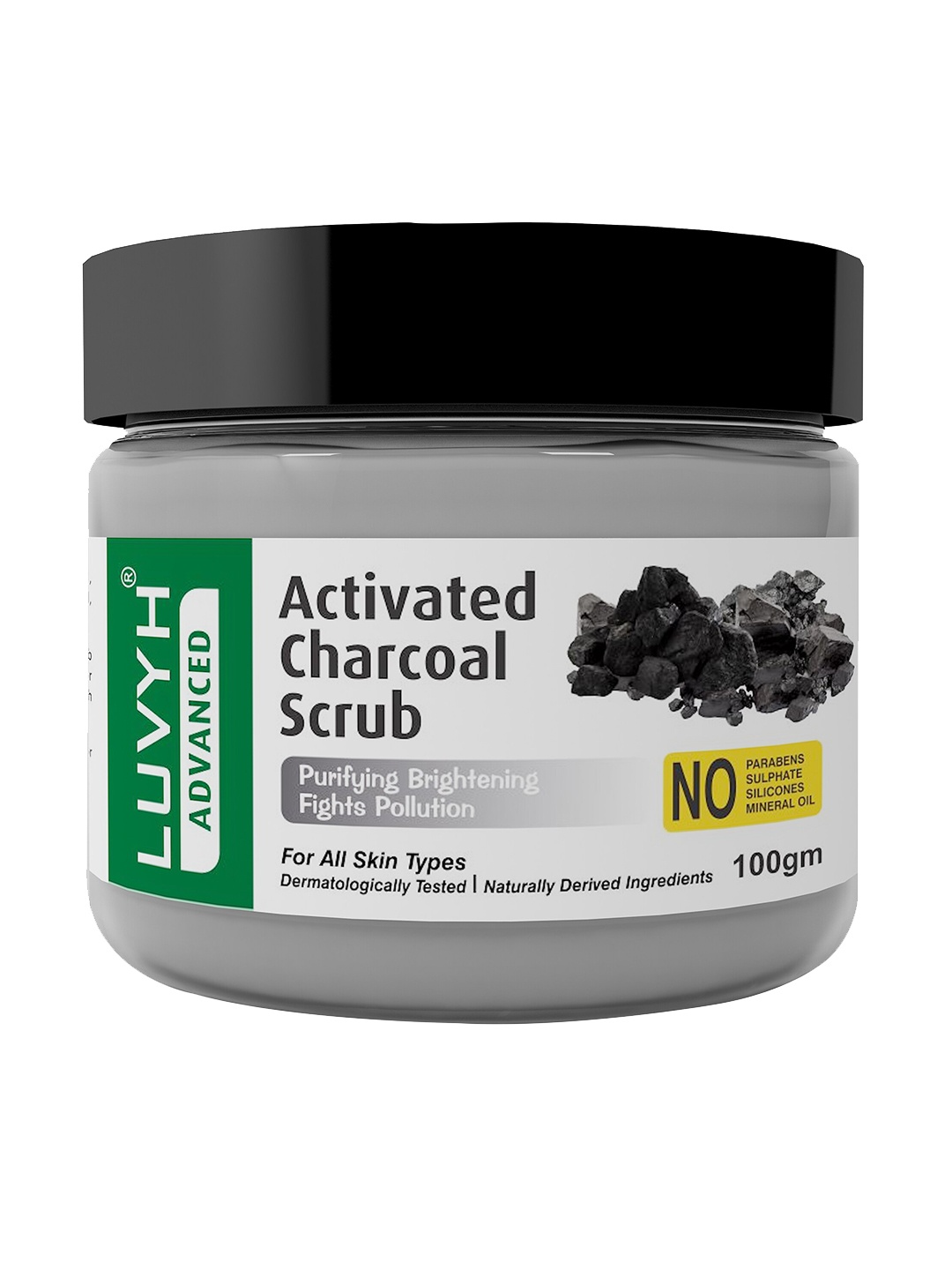 

LUVYH Advanced Activated Charcoal Scrub for All Skin Types - 100 g, Grey