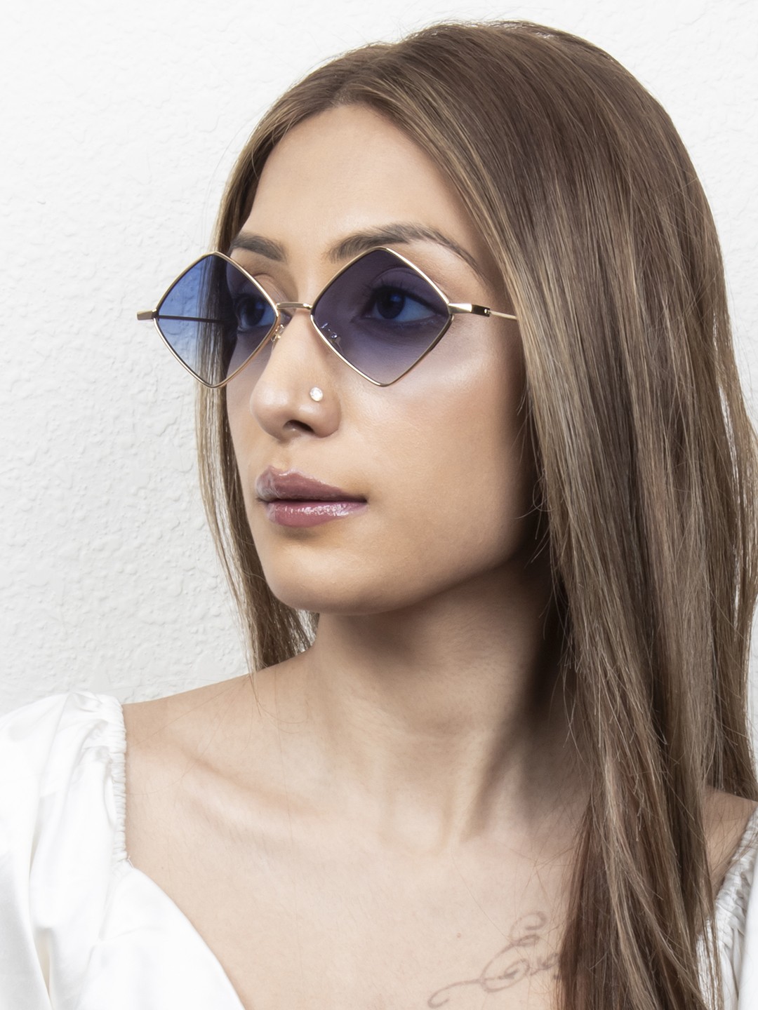 

Ted Smith Unisex Blue Lens & Gold-Toned Other Sunglasses with UV Protected Lens PASSION_C3