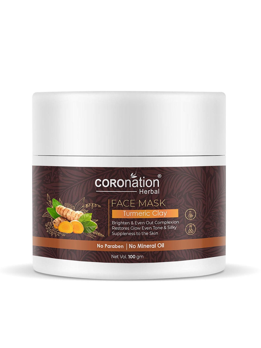 

COROnation Herbal Turmeric Clay Face Mask for Glowing Skin - 100 g, Coffee brown