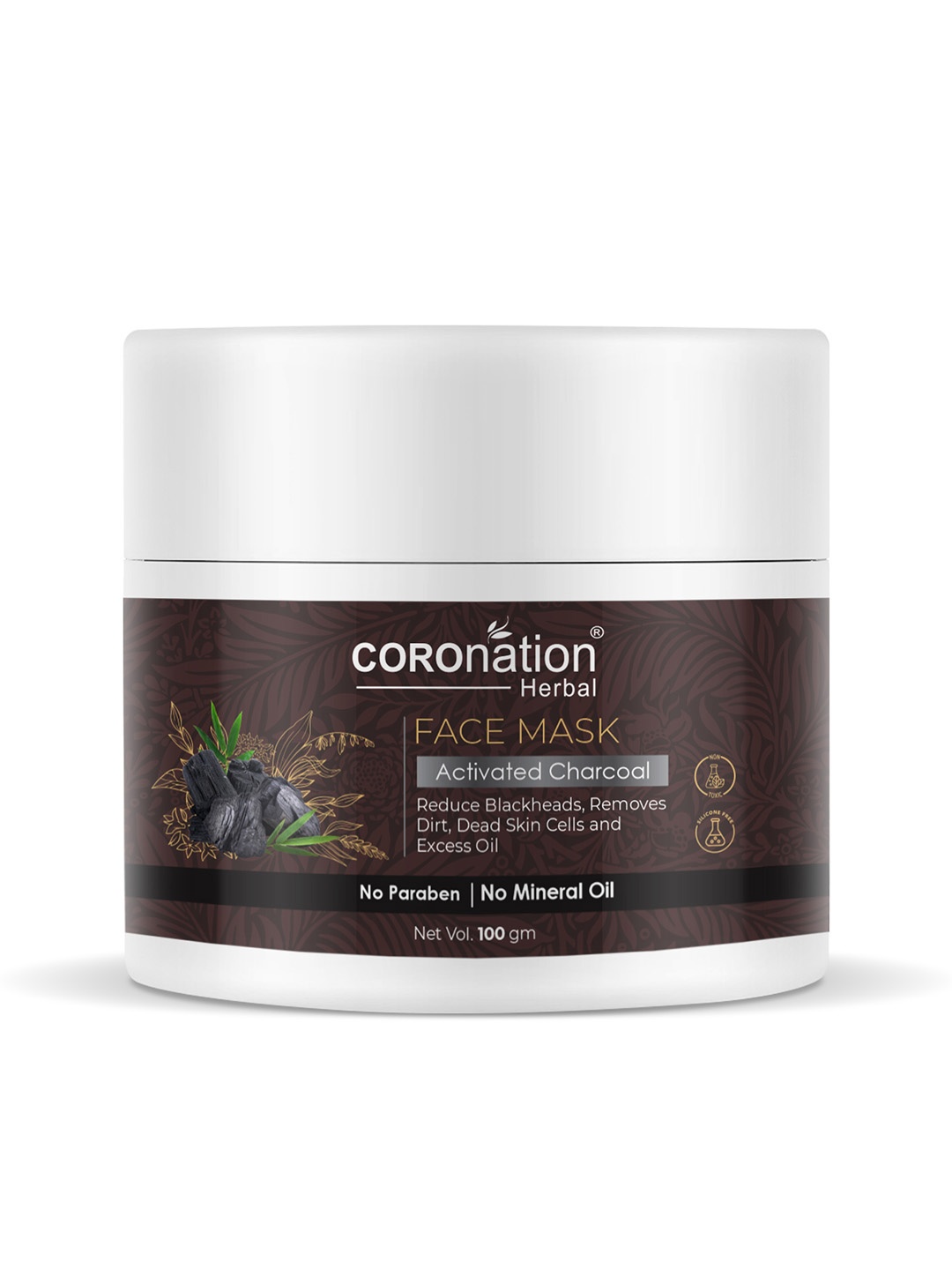 

COROnation Herbal Activated Charcoal Clay Face Mask 100 gm, Brown