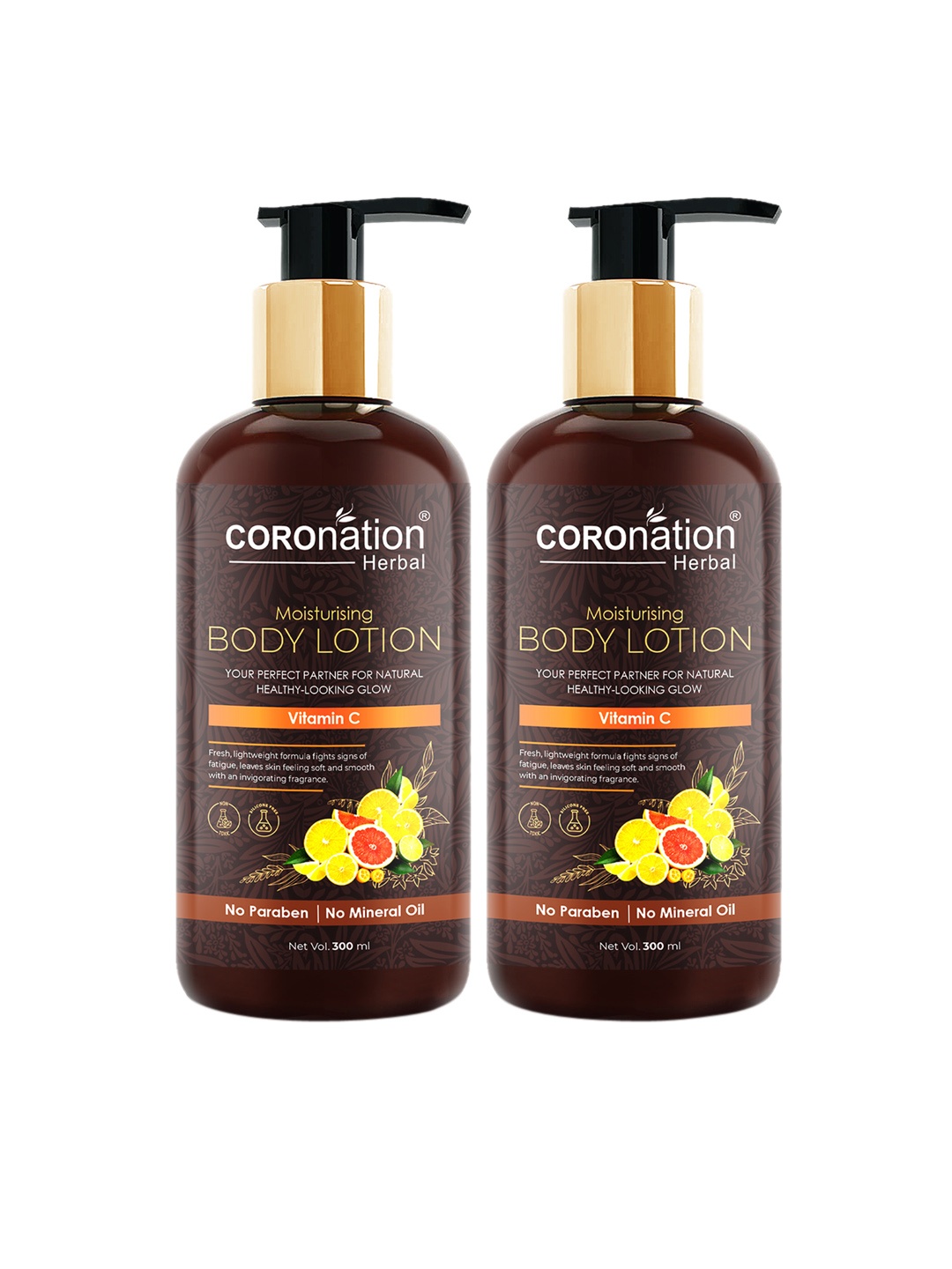 

COROnation Herbal Set of 2 Vitamin C Moisturising Body Lotions - 300 ml Each, Brown