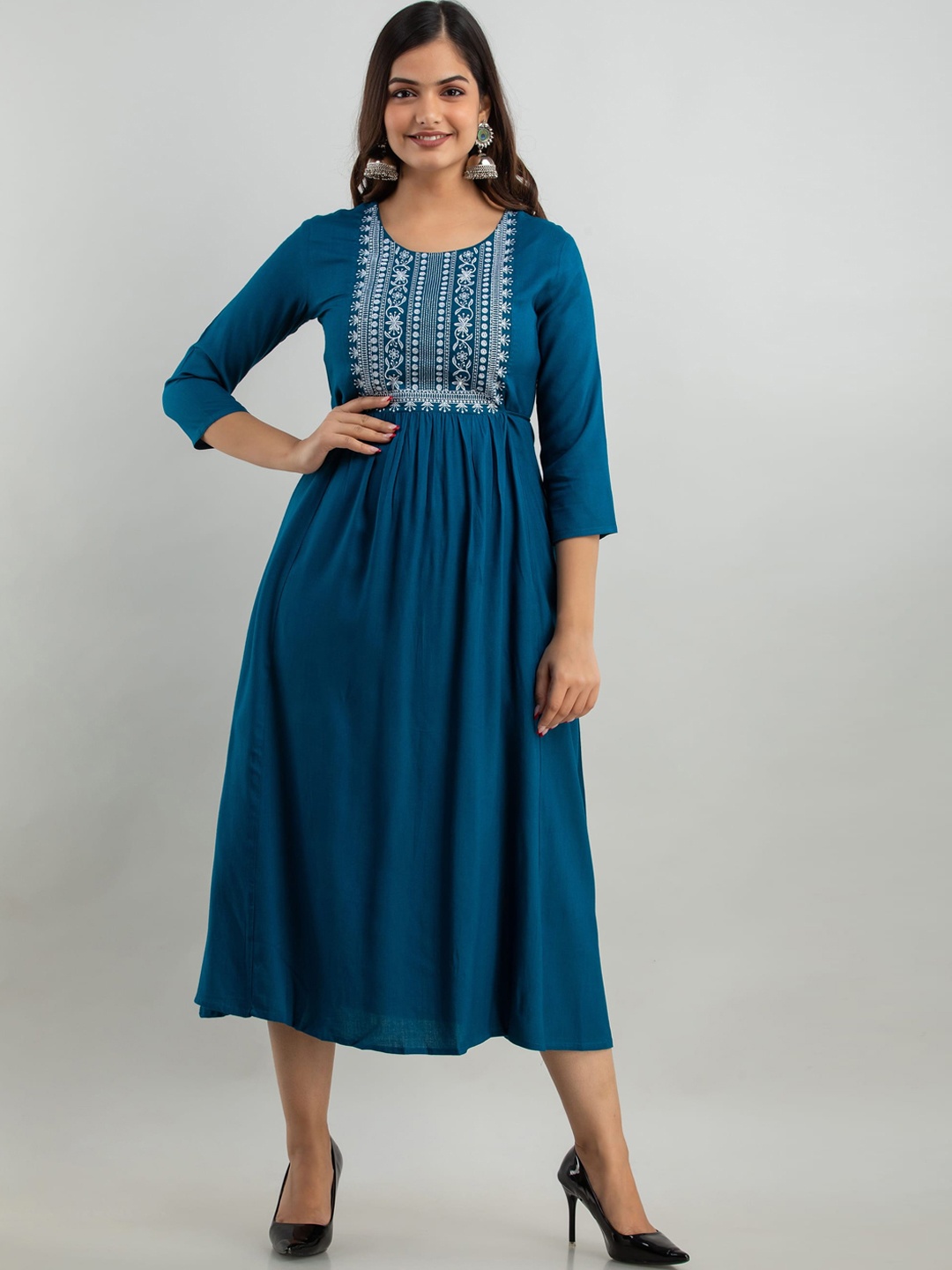 

Women Touch Blue Floral Embroidered Ethnic Dress