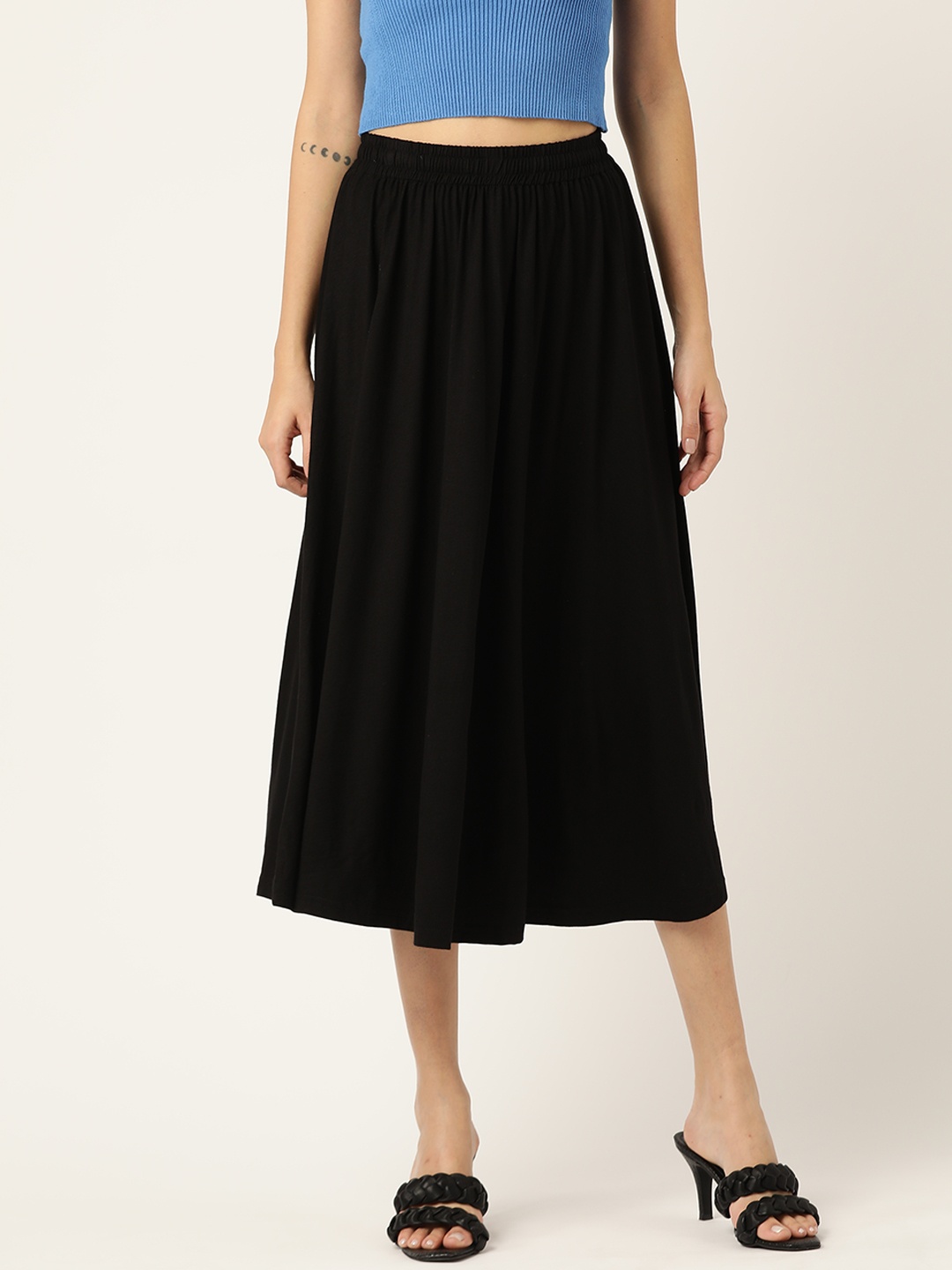 

BRINNS Women Black Solid A-Line Skirt