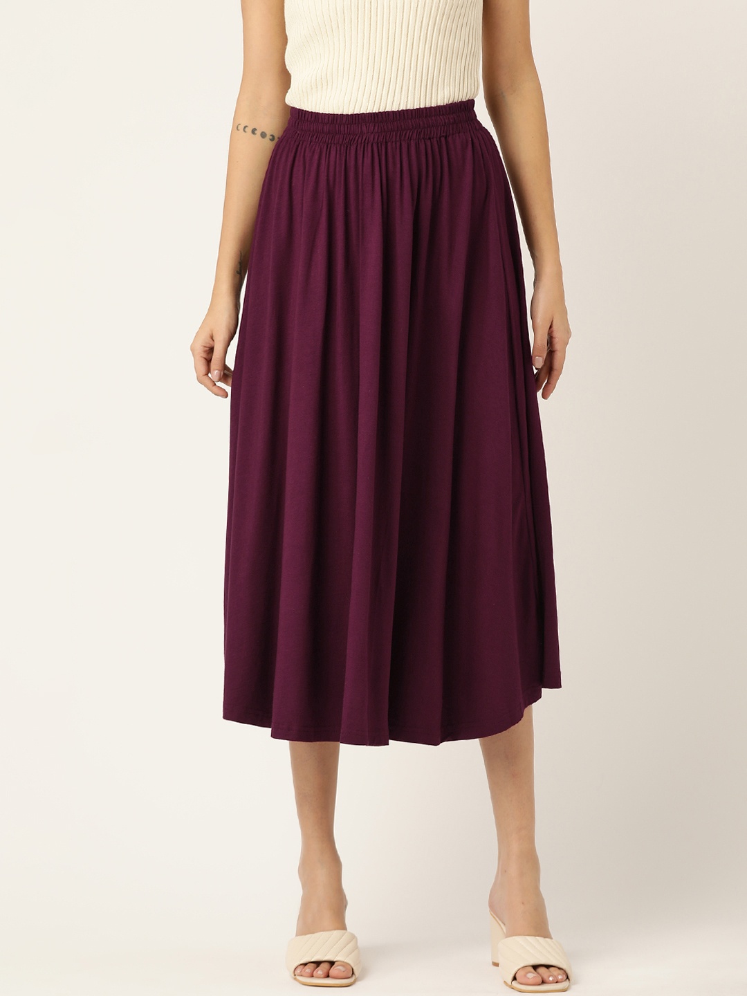 

BRINNS Women Burgundy Solid A-Line Skirt