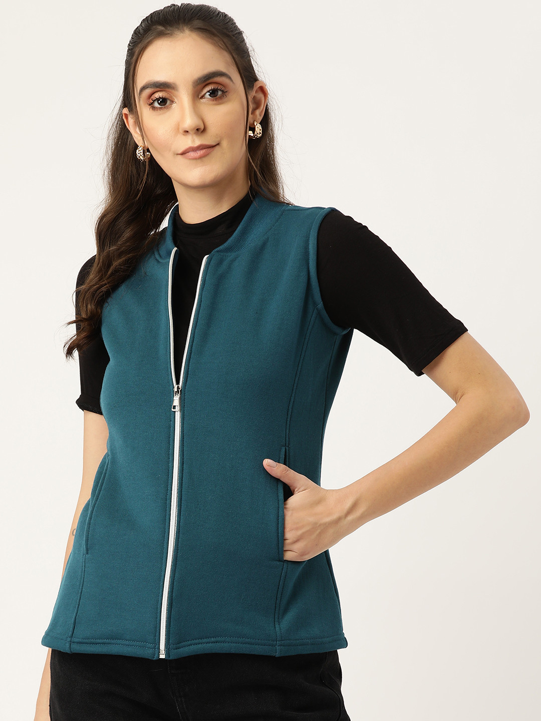 

BRINNS Women Teal Blue Solid Jacket