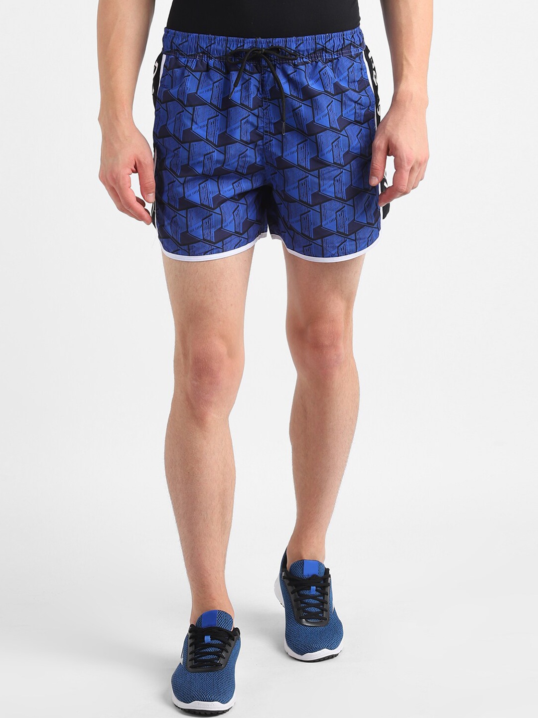 

Reebok Men Blue Printed Training or Gym Sports Shorts