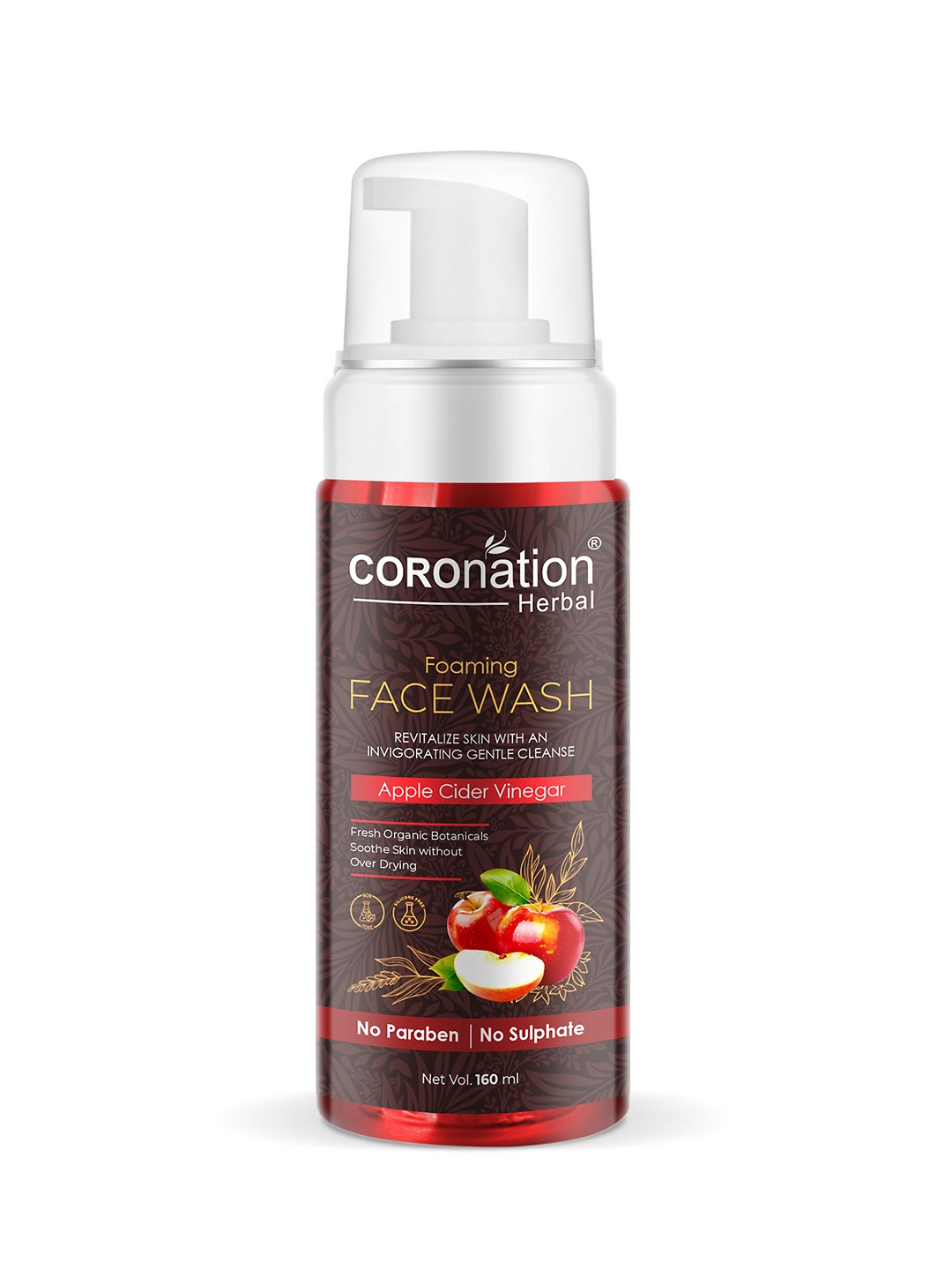 

COROnation Herbal Apple Cider Vinegar Foaming Face Wash 160 ml, Brown