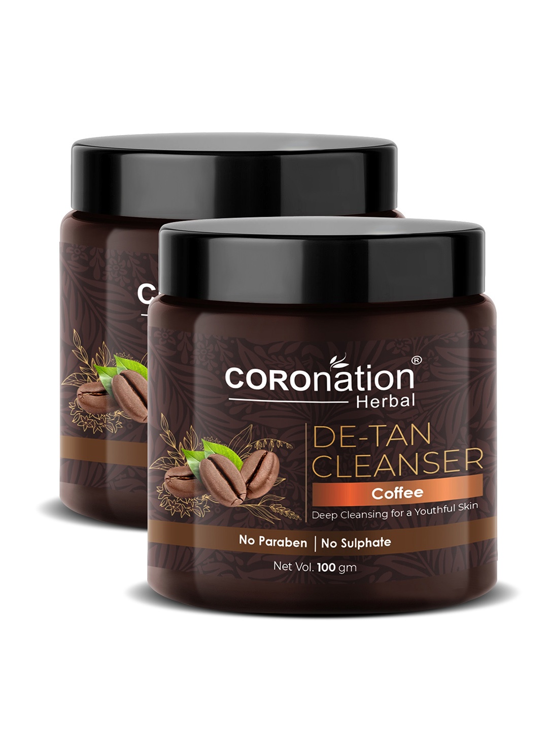 

COROnation Herbal Set of 2 Coffee Deep Cleansing De-Tan Cleanser 100 gm Each, Brown