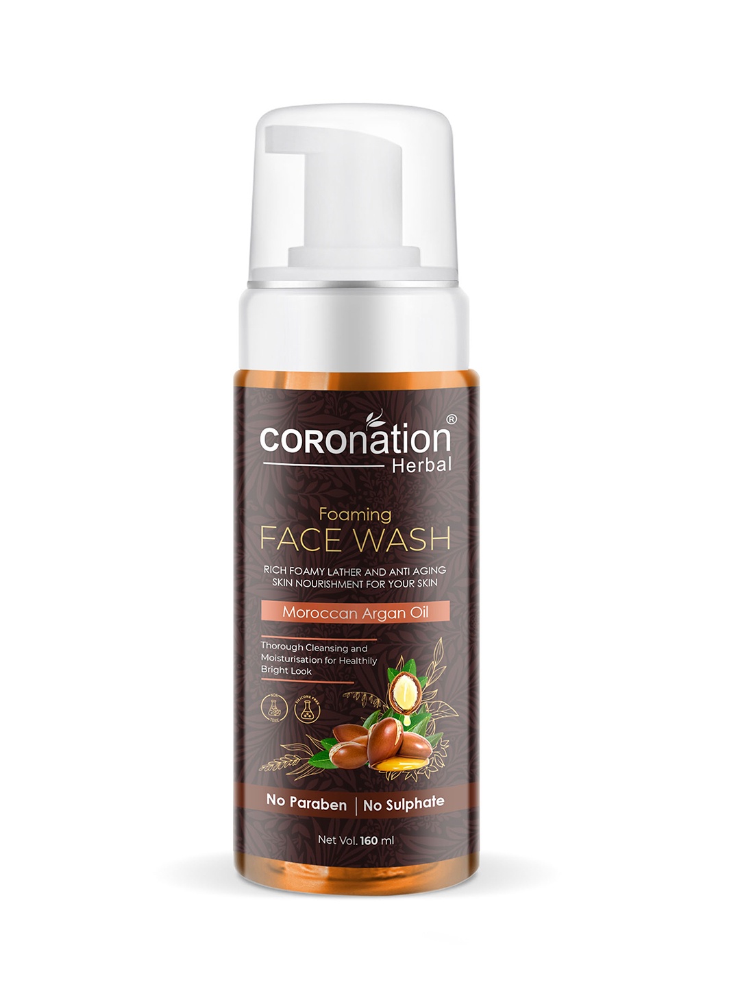 

COROnation Herbal Moroccan Argan Oil Foaming Face Wash 160 ml, Brown