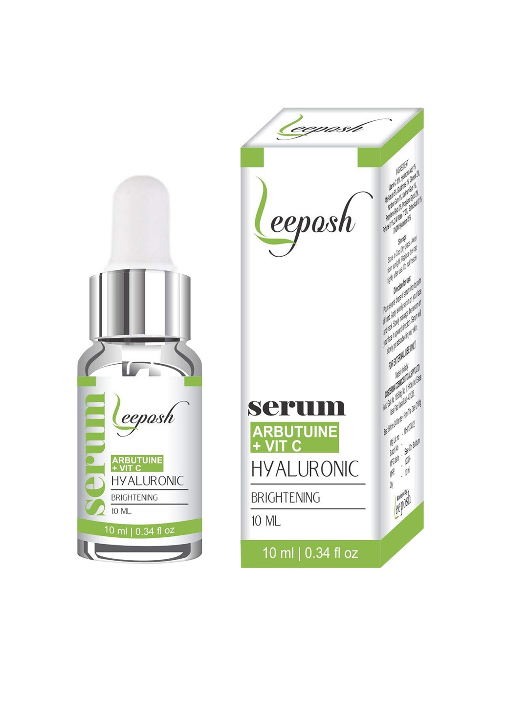 

Leeposh Brightening Face Serum with Hyaluronic Acid & Arbutin 10 ml, White