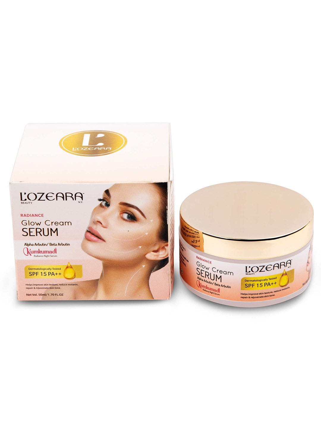 

LOZEARA BEAUTY N.Y SPF 15 Radiance Glow Cream Serum with Kumkumadi Night Serum, White