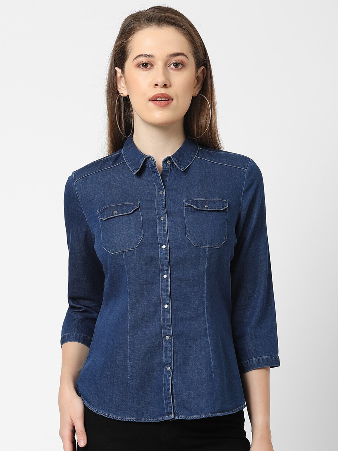 

Kraus Jeans Women Blue Slim Fit Cotton Casual Shirt