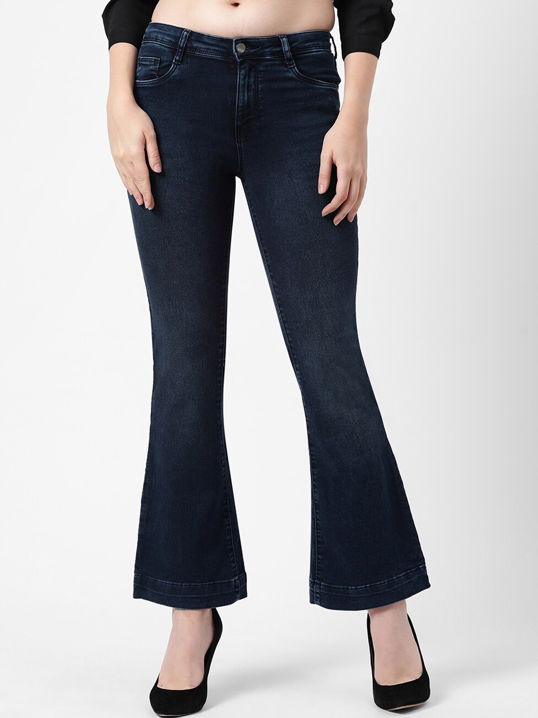 

Kraus Jeans Women Blue Flared High-Rise Light Fade Stretchable Jeans