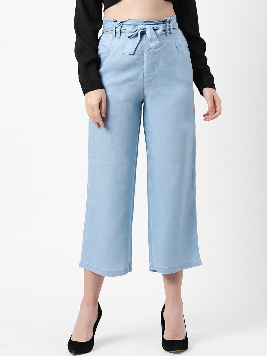 

Kraus Jeans Women Blue Loose Fit High-Rise Culottes Trousers